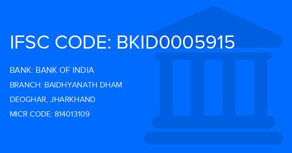 Bank Of India (BOI) Baidhyanath Dham Branch IFSC Code