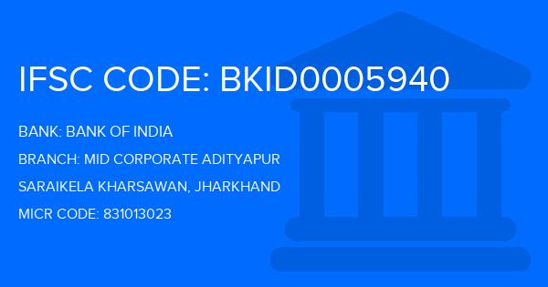 Bank Of India (BOI) Mid Corporate Adityapur Branch IFSC Code