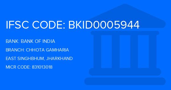 Bank Of India (BOI) Chhota Gamharia Branch IFSC Code