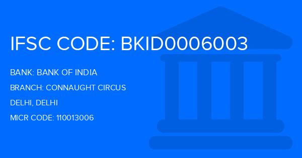 Bank Of India (BOI) Connaught Circus Branch IFSC Code