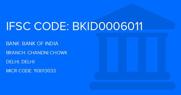 Bank Of India (BOI) Chandni Chowk Branch IFSC Code