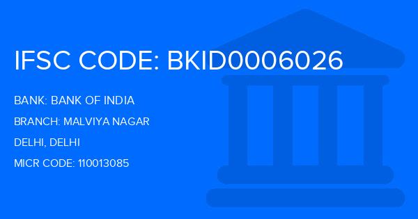 Bank Of India (BOI) Malviya Nagar Branch IFSC Code