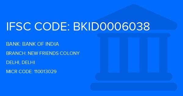 Bank Of India (BOI) New Friends Colony Branch IFSC Code