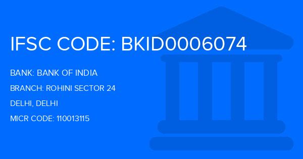 Bank Of India (BOI) Rohini Sector 24 Branch IFSC Code