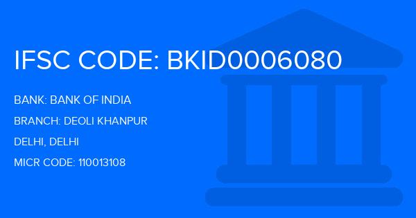 Bank Of India (BOI) Deoli Khanpur Branch IFSC Code