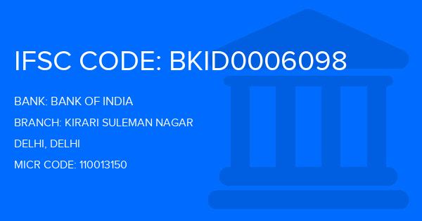 Bank Of India (BOI) Kirari Suleman Nagar Branch IFSC Code