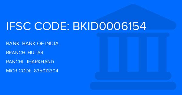 Bank Of India (BOI) Hutar Branch IFSC Code