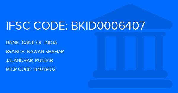 Bank Of India (BOI) Nawan Shahar Branch IFSC Code