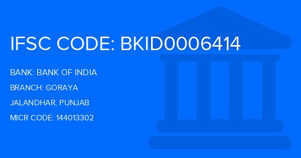 Bank Of India (BOI) Goraya Branch IFSC Code