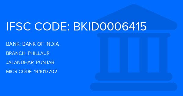 Bank Of India (BOI) Phillaur Branch IFSC Code