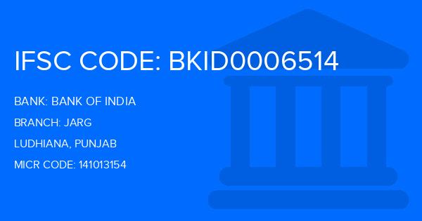 Bank Of India (BOI) Jarg Branch IFSC Code