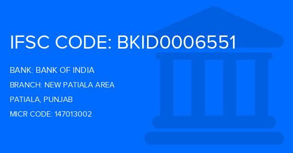 Bank Of India (BOI) New Patiala Area Branch IFSC Code