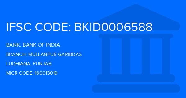 Bank Of India (BOI) Mullanpur Garibdas Branch IFSC Code
