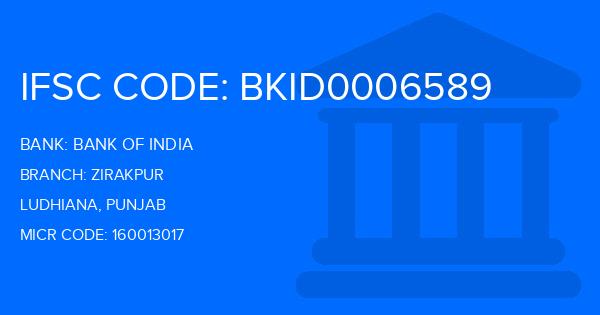 Bank Of India (BOI) Zirakpur Branch IFSC Code