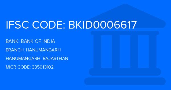 Bank Of India (BOI) Hanumangarh Branch IFSC Code