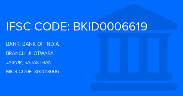 Bank Of India (BOI) Jhotwara Branch IFSC Code