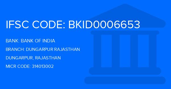 Bank Of India (BOI) Dungarpur Rajasthan Branch IFSC Code