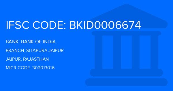 Bank Of India (BOI) Sitapura Jaipur Branch IFSC Code