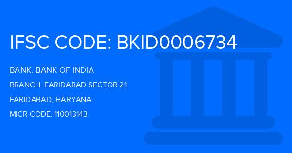 Bank Of India (BOI) Faridabad Sector 21 Branch IFSC Code