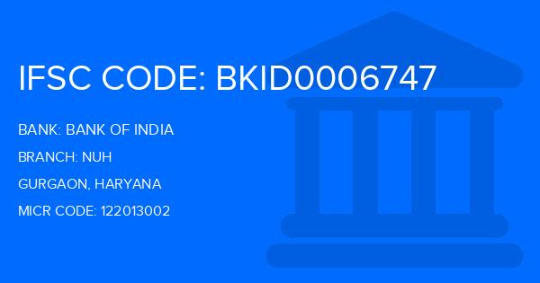 Bank Of India (BOI) Nuh Branch IFSC Code