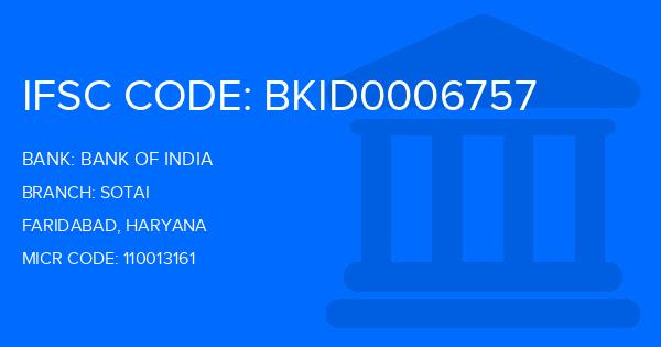 Bank Of India (BOI) Sotai Branch IFSC Code