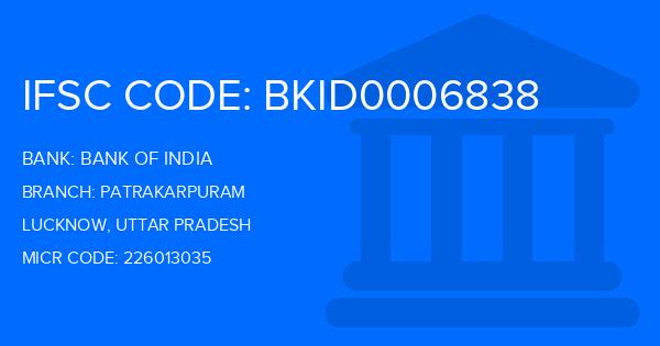 Bank Of India (BOI) Patrakarpuram Branch IFSC Code