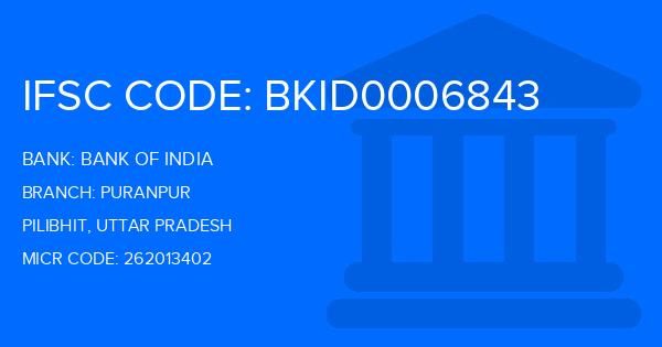 Bank Of India (BOI) Puranpur Branch IFSC Code