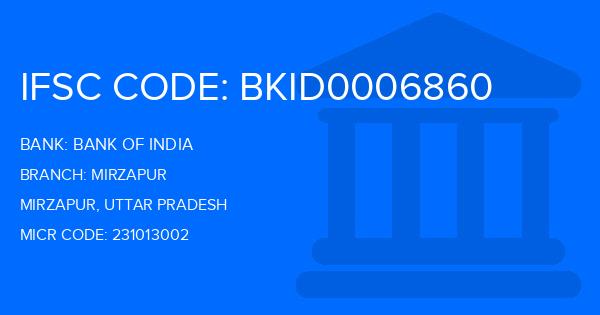 Bank Of India (BOI) Mirzapur Branch IFSC Code