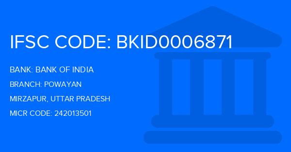 Bank Of India (BOI) Powayan Branch IFSC Code