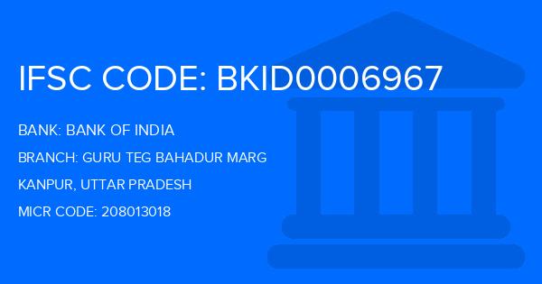 Bank Of India (BOI) Guru Teg Bahadur Marg Branch IFSC Code