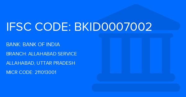 Bank Of India (BOI) Allahabad Service Branch IFSC Code