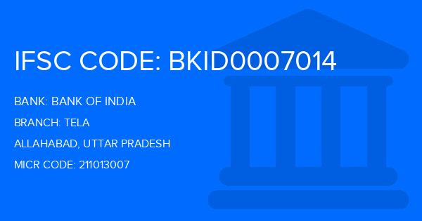 Bank Of India (BOI) Tela Branch IFSC Code