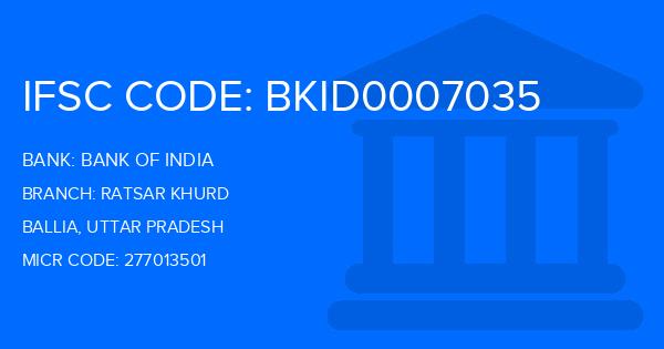 Bank Of India (BOI) Ratsar Khurd Branch IFSC Code