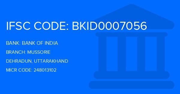 Bank Of India (BOI) Mussorie Branch IFSC Code