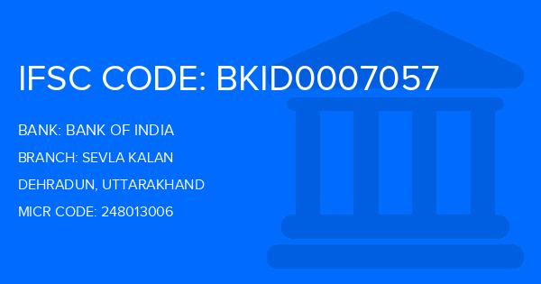 Bank Of India (BOI) Sevla Kalan Branch IFSC Code
