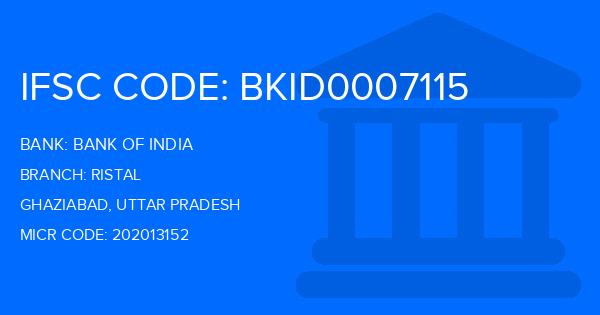 Bank Of India (BOI) Ristal Branch IFSC Code