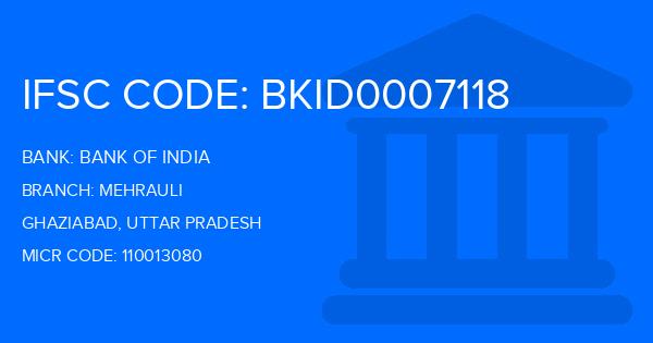 Bank Of India (BOI) Mehrauli Branch IFSC Code