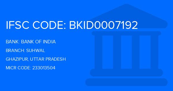 Bank Of India (BOI) Suhwal Branch IFSC Code