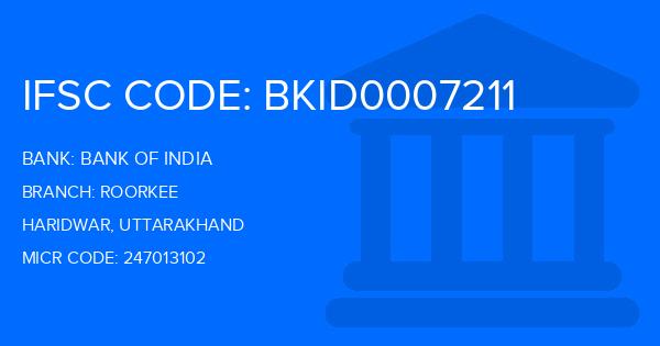 Bank Of India (BOI) Roorkee Branch IFSC Code