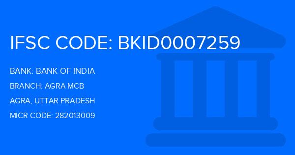 Bank Of India (BOI) Agra Mcb Branch IFSC Code