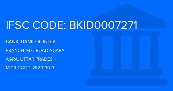 Bank Of India (BOI) M G Road Agara Branch IFSC Code