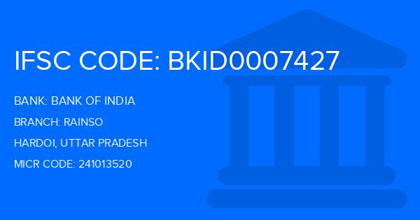 Bank Of India (BOI) Rainso Branch IFSC Code