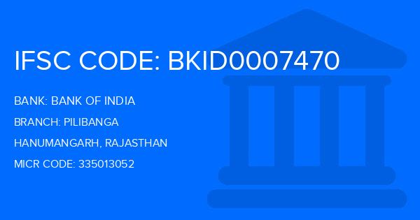 Bank Of India (BOI) Pilibanga Branch IFSC Code