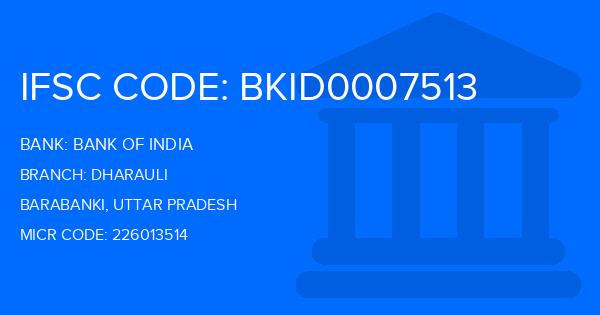 Bank Of India (BOI) Dharauli Branch IFSC Code