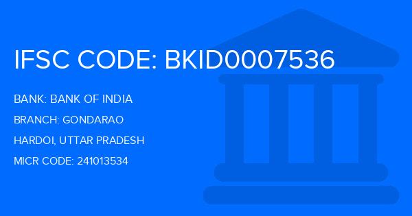 Bank Of India (BOI) Gondarao Branch IFSC Code