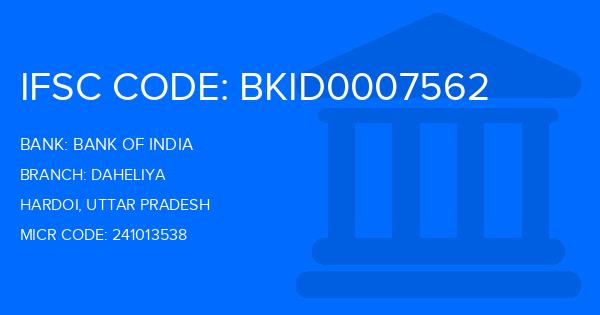 Bank Of India (BOI) Daheliya Branch IFSC Code