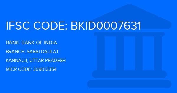 Bank Of India (BOI) Sarai Daulat Branch IFSC Code