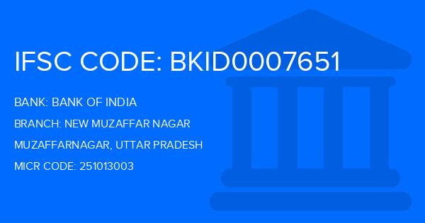 Bank Of India (BOI) New Muzaffar Nagar Branch IFSC Code
