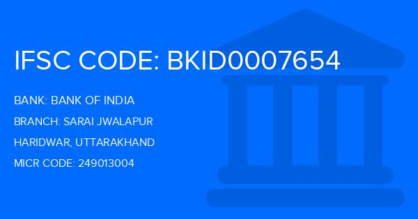 Bank Of India (BOI) Sarai Jwalapur Branch IFSC Code