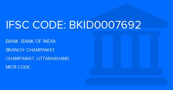Bank Of India (BOI) Champawat Branch IFSC Code
